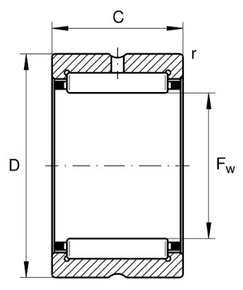NK22/16 Needle Roller Bearing Without Inner Ring 22mm Inside X 30mm Outside X 16mm