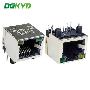 China RJ45 Connector 56 With Light Strip Shielding 8P8C Flat Pin Socket DGKYD561188AB1A2DB4 on sale