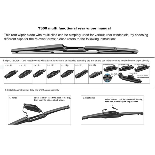 307 206 Hatchback Rear Window Windscreen Windshield Wiper Blades