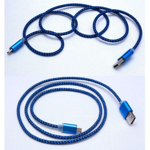 1M Fabric Nylon Braided Micro Flexible USB Cable for Samsung / Blackberry