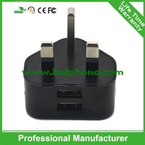 Multifunction 3pin uk plug usb 5v 2.1 amp dual travel charger
