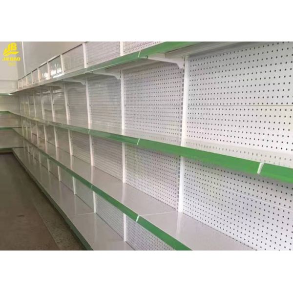 Holes Middle Back Panel Grocery Store Display Shelves Cream White Colour 1.4M