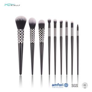 China BSCI 9PCS Wooden Handle Makeup Brushes With Synthetic Hair on sale
