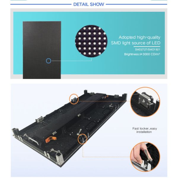 P4.81mm Rental Outdoor Full Color LED Display Cabinet Size 500x1000mm 500x500mm,5000brightness
