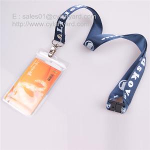 China Customized printed nylon lanyard with vertical plastic badge on sale