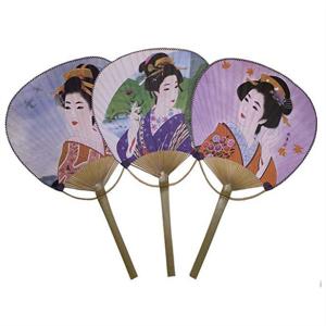 Round Paper Foldable Hand Fans Customized Paddle Hand Fans 15Inch
