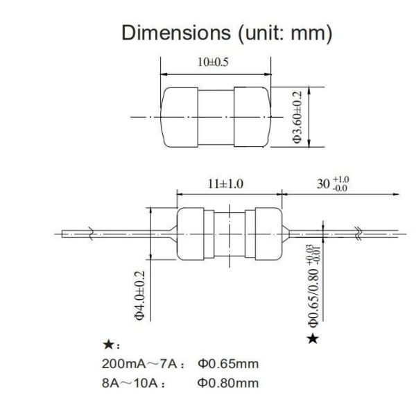250V AC 3.6x10 Miniature Cartridge Fuse Time Delay Ceramic Tube Fuse 2
