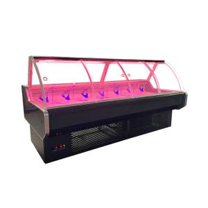 Multifunctional Glass Curved Refrigerated Deli Showcase Single Temperature Deep