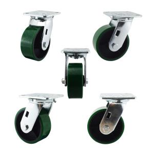 5x2 Inch Dark Green Polyurethane 400kg Swivel Trolley Wheels