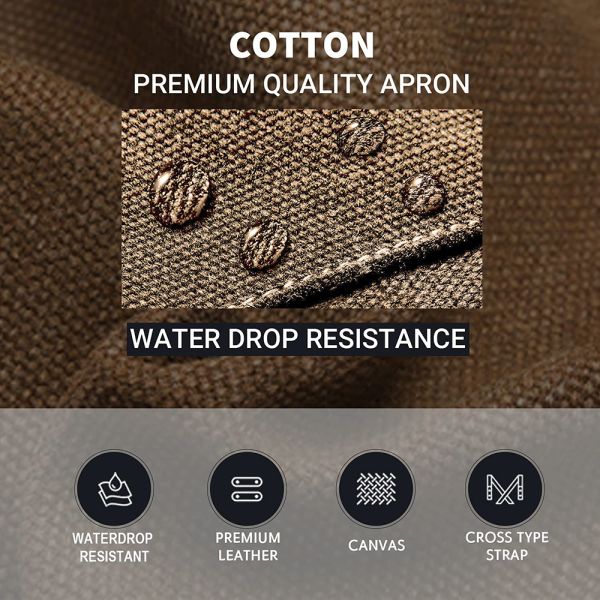 Gardening Work Garden Tools Storage Aprons Waterdrop Resistant Cotton Canvas Cross Back Adjustable Apron