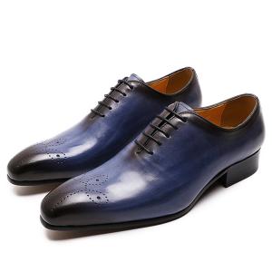Retro Vintage Mens Leather Dress Shoes , Men Leather Lace Up Brogue Shoes