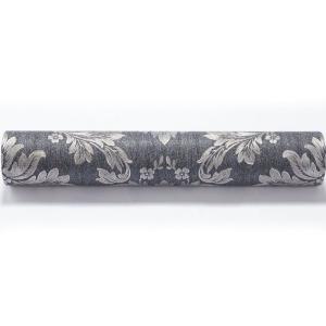 Removable Embossed Vinyl Wallpaper with Sliver and Black Damask Pattern