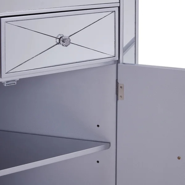 Unique design silver mirrored 2 drawers corner table 2 doors end table for home