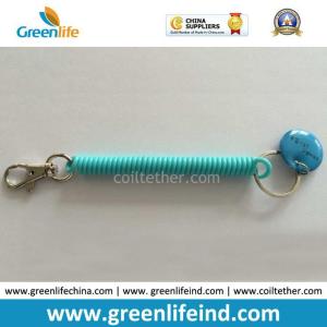 Simple Design Blue Spring String Coiled Key Chain Lanyard Holder