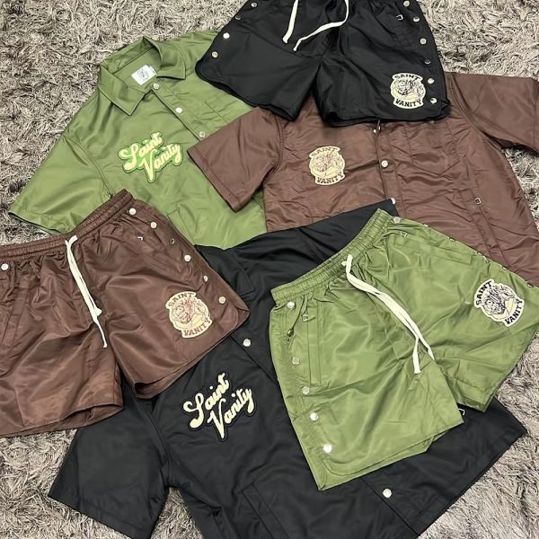 Custom Windbreaker Buttons Polyester Nylon Men's Polo Sets Tracksuit Polo Shirts Short Sets for Men Shirt and Short Set