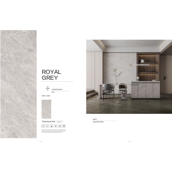 Polished Sintered Stone Tile Royal Grey Ceramic Wooden Floor Slate 1600*3200mm
