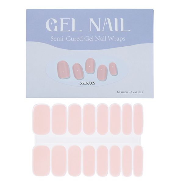 3D Gel Nail Wraps Semi-Cured Gel Strips with Solid Color and Long-Lasting Effect