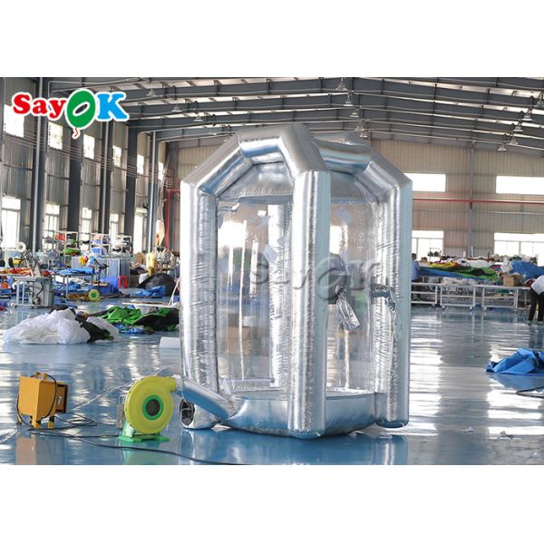 1.5m/5ft Silver Cube Inflatable Money Cash Booth Machine For Company Opening