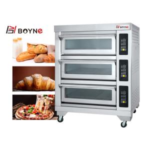 Commercial Industrial Three Layer Six Trays Deck Oven With Long Glass Electric