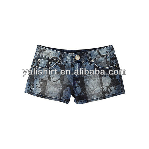 Fashion custom printing jeans sublimation women mini denim shorts