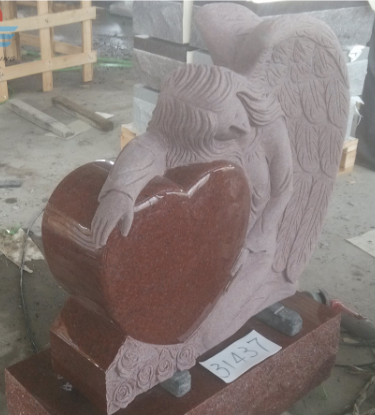 Red Polished Sketch Granite Memorial Headstones 37.6Mpa Bending Strength