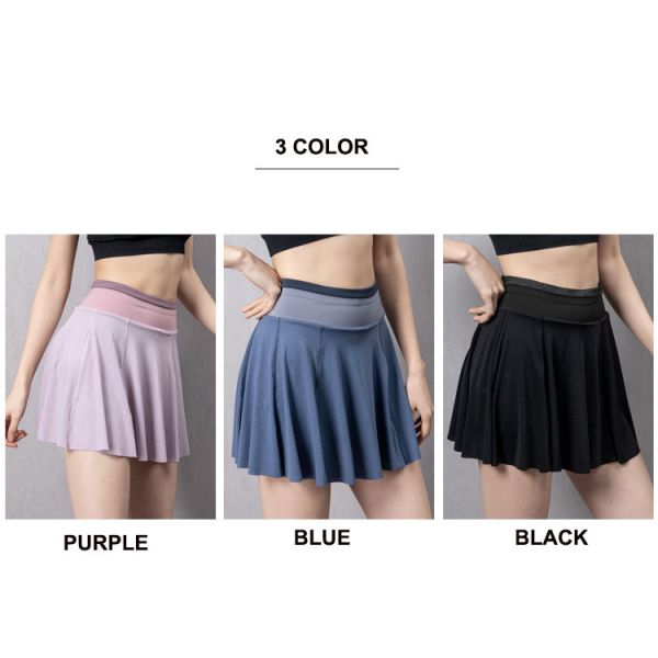 Moisture Wicking Black Workout Skirt Running Skirt Shorts With Phone Pocket 210g