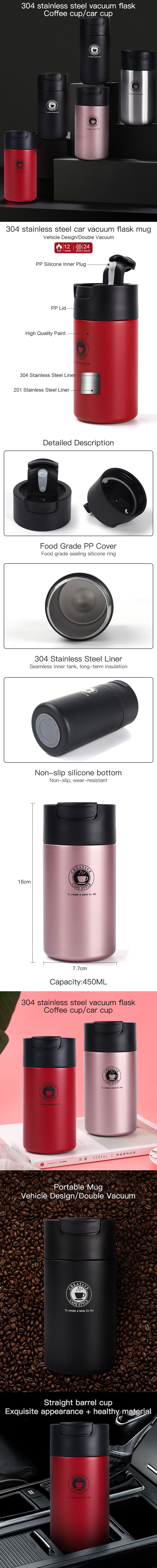 450ml Wholesale Double Wall Stainless Steel Vacuum Tumbler Insulated Flask Travel Mugs