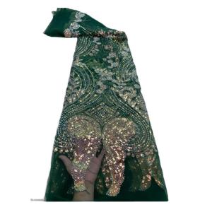 Quality Supoo Luxury beaded sequin fabric shiny wedding bridal fabric fish scale sequin fabric for sale