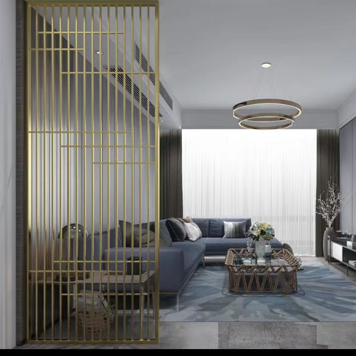 Modern Stainless Steel Screen Partition Metal Grille Carved Folding Room Divider