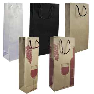 Customized promotional artpaper wine bag/gift wine bag for red wine with PVC window