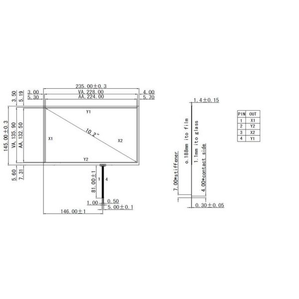 10.1 10.2 inch touch screen with at102tn03 V9 16:10 laptop screen Innolux industrial equipment