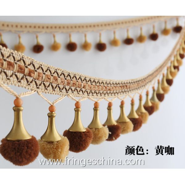 Machine producing OEM wholesale beautiful fabric drapery trimmings beaded pom
