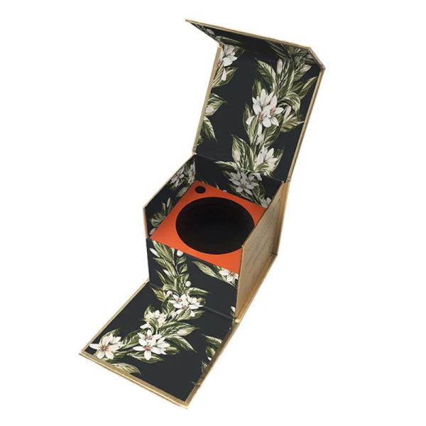 Magnetic Flip Top Gift Box With Foam Insert Square Rigid Cardboard Clamshell Box