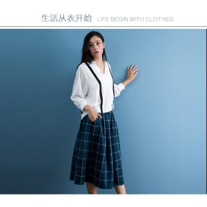 China cotton blue & white gingham dress fashionable n casual on sale