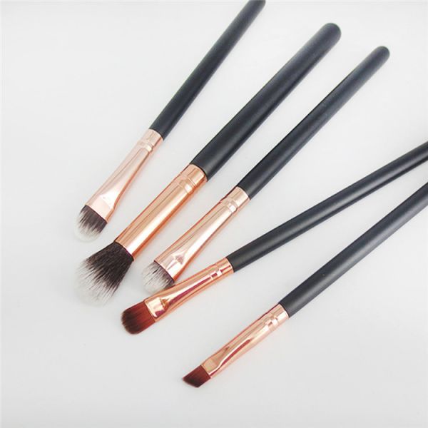 Private logo 12pcs black rose gold pink wood handle eye shadow makeup brush set