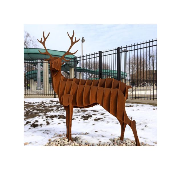 Buy Contemporary Corten Steel Outdoor Deer Sculpture at wholesale prices
