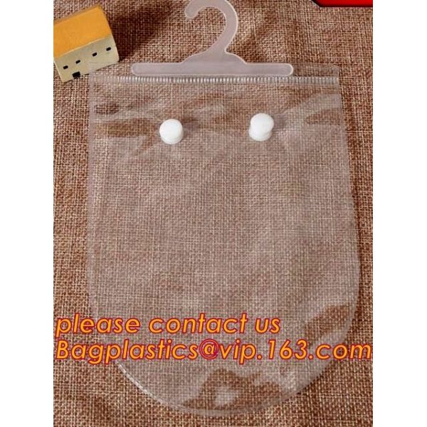 Reusable Transparent Hanger Hook Plastic Bags, biodegradable Die Cut Punch