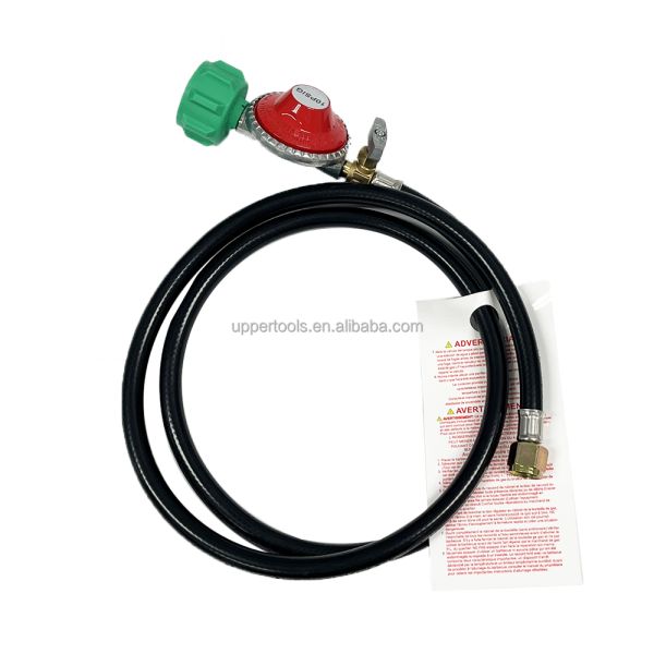 5FT LPG Hose and Valve Adjustable 0-5PSI Pressure Propane Regulator for Gas Cylinder