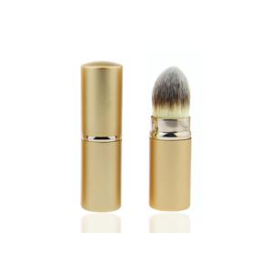 Middle Length Nylon Hair Retractable Powder Brush With Gold Handle