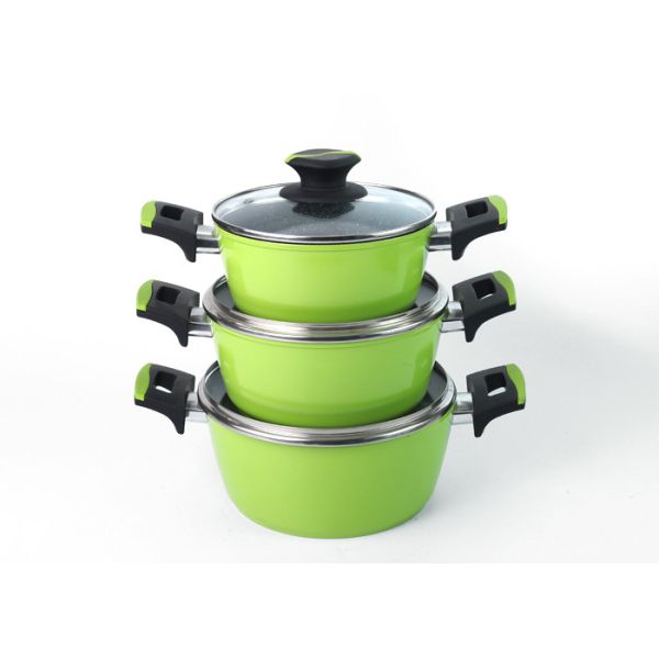 Buy 20cm Customized Logo Pressed Aluminum LFGB Ceramic Pot Set at wholesale prices