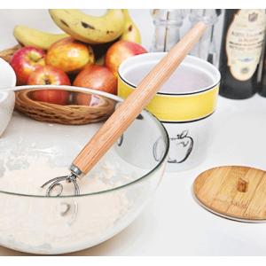 Dough Whisk with Stainless Steel Ring & Wooden Whisk For Bread Baking Tool