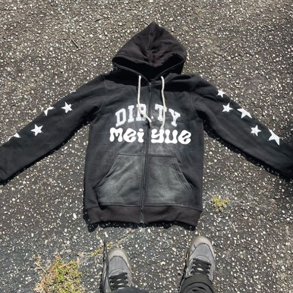 Custom Distressed Hoodie Applique Embroidery Patch Hoodie Pullover Heavyweight French Terry Acid Wash Vintage Hoodies Men