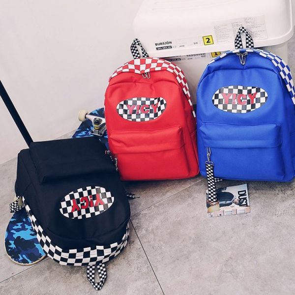 Buy New 2018 backpack checkerboard pattern hip-hop street trend student bag at wholesale prices