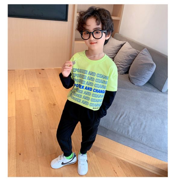 Children's suit Multicolor spring and autumn children's printed two-piece set for boys, suitable for children aged 4-16