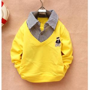 Quality Yellow Cotton Childrens Clothes , Autume Chlidren Long Sleeve T Shirt for sale
