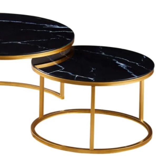 Height Adjustable Round Living Room Coffee Table 80*80*75cm With Metal Frame