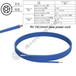China Power Cord Blue 1*2.5mm²  H07V-K  Power Cord CE CCC VDE RV Power Cord  Flame Retardant  Bare Copper Core 450/750V Single Cable on sale