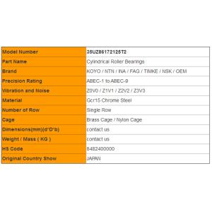 Genuine Japan NTN Cylindrical Roller Bearing 35UZ86172125T2