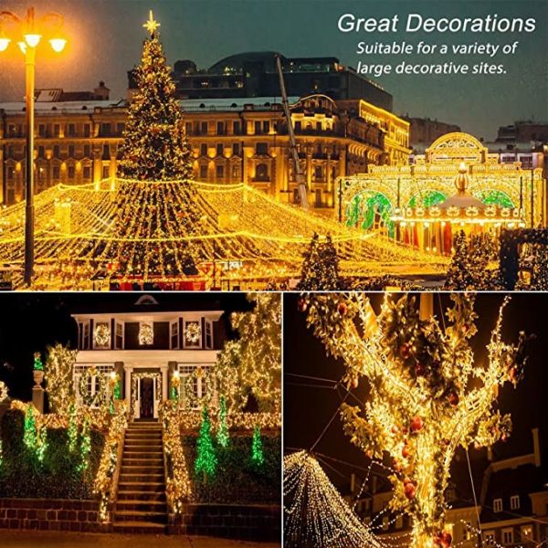 6W IP44 Waterproof Christmas Lights Outdoor Warm White Plug In Fairy Lights For House Decor