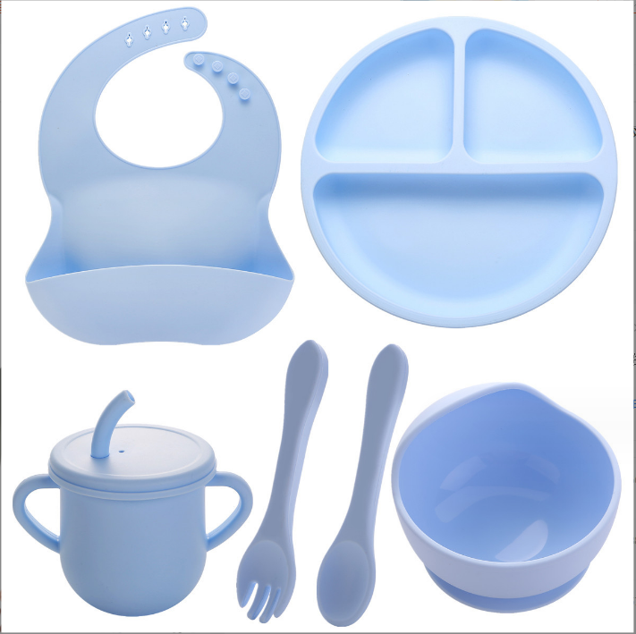 Silicone Feeding Set Food Grade Baby Silicone Tableware Set for Toddler Children Dining